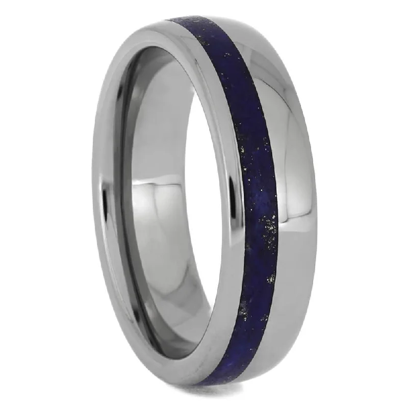 Men's Blue Wedding Band with Lapis Lazuli