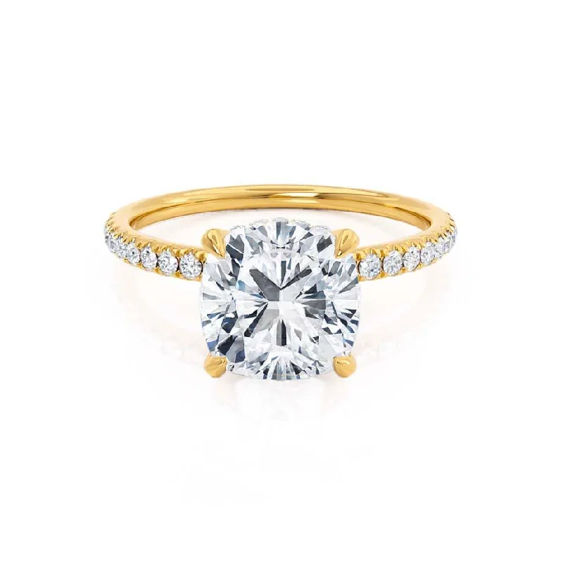 2.40 CT Cushion Shaped Moissanite Hidden Halo Style Engagement Ring