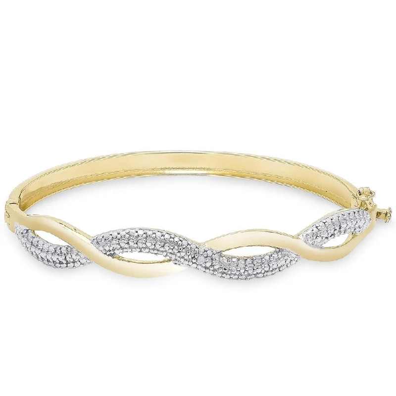 Finesque Gold Overlay Diamond Accent Infinity Bangle