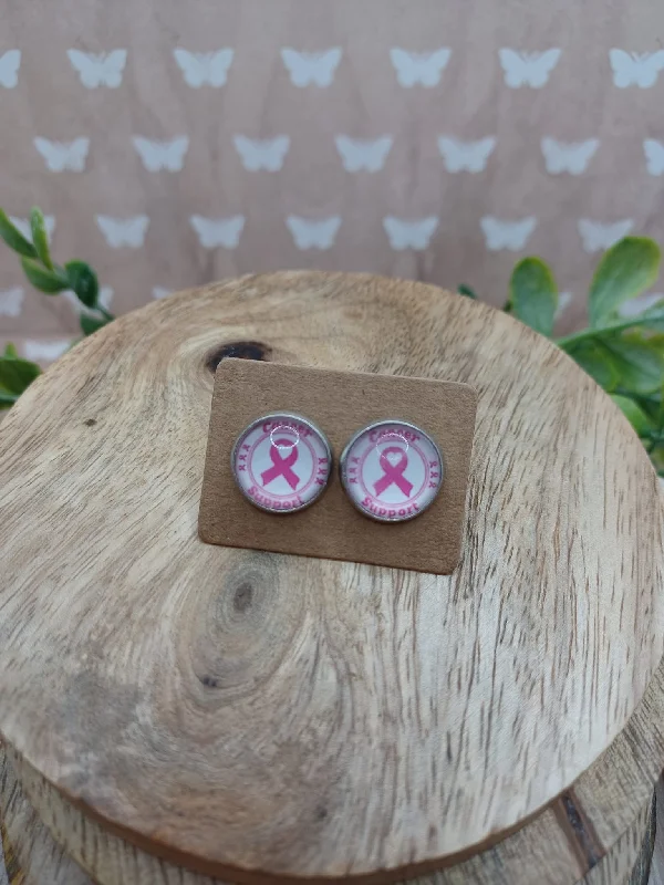 Cancer Support Pink Ribbon Earrings