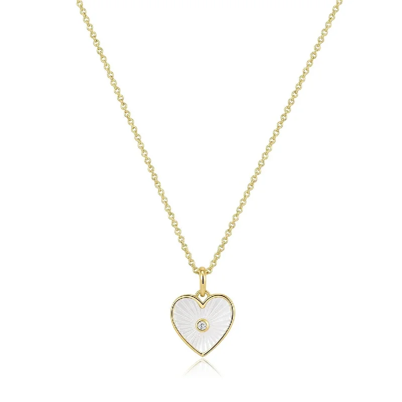 Gold Plated Mother of Pearl Heart Necklace