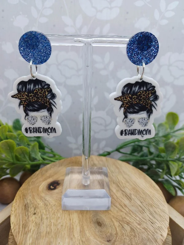 #BandMom Earrings w/ Blue Glitter