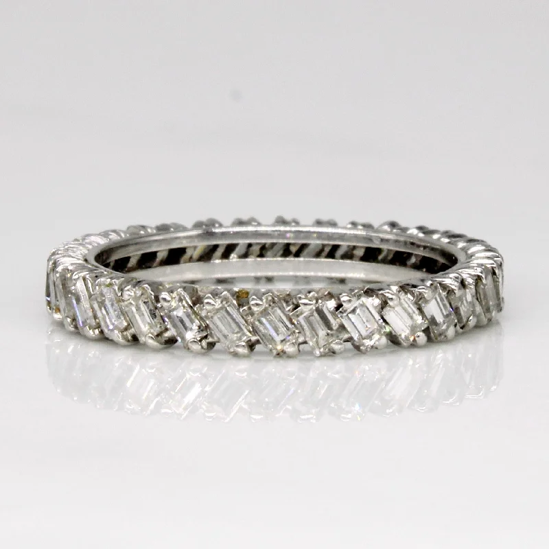 Vintage Platinum Baguette Cut Diamond Eternity Ring | 1.25ctw VS2/SI2 I/J | SZ 5 |