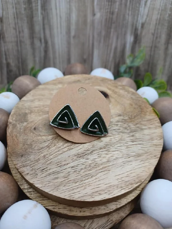 Hunter Green Triangular Earrings