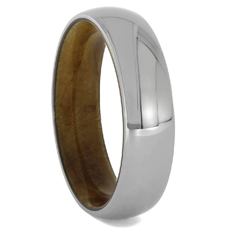 Round Titanium Ring with Sindora Wood Sleeve