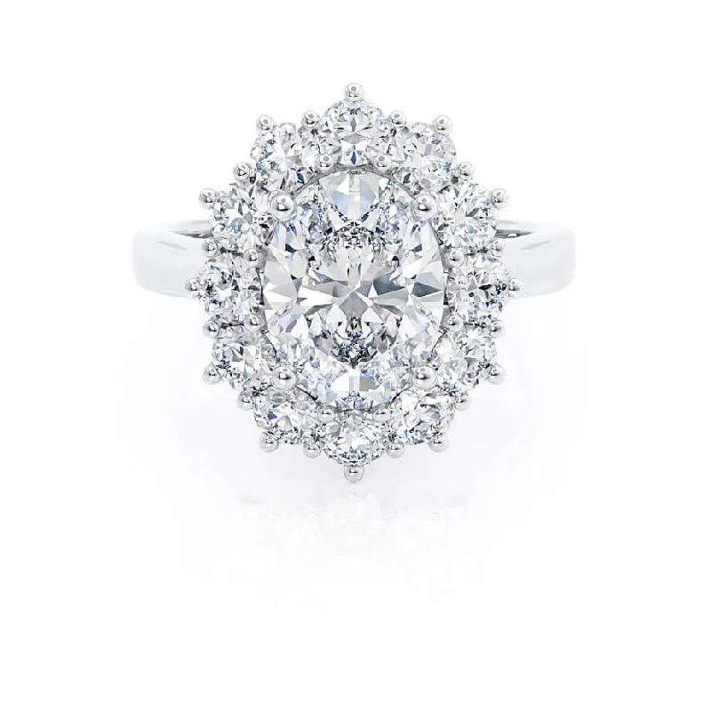 2.10 CT Oval Shaped Moissanite Halo Engagement Ring