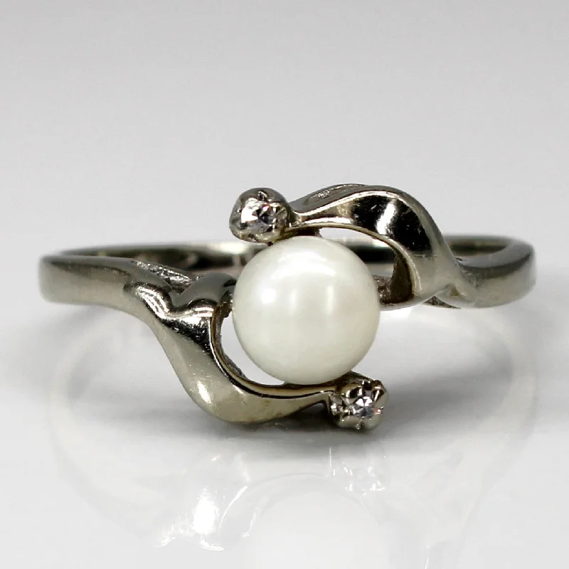 Bypass Pearl & Diamond Ring | 0.01ctw | SZ 7.75 |