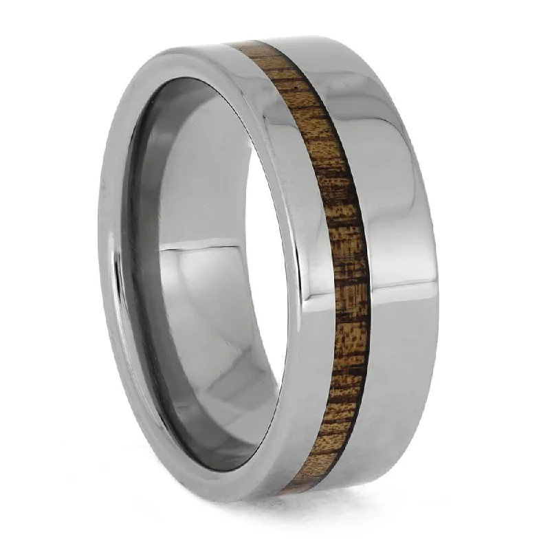 Koa Wood Wedding Band in Titanium