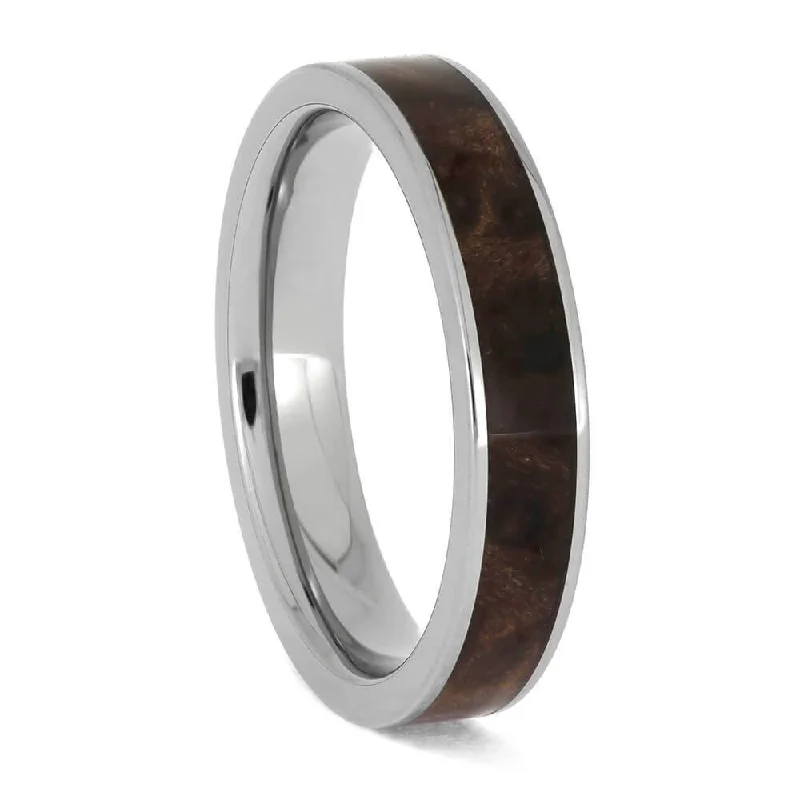 Russet Burl Wood Ring in Titanium