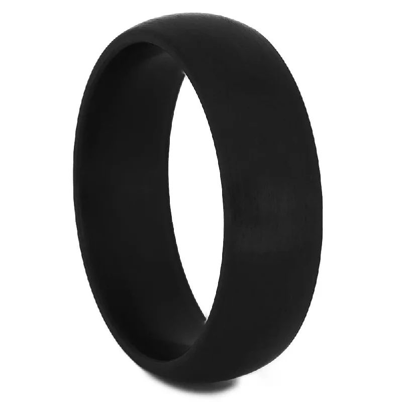 Brushed & Round Black Zirconium Wedding Band