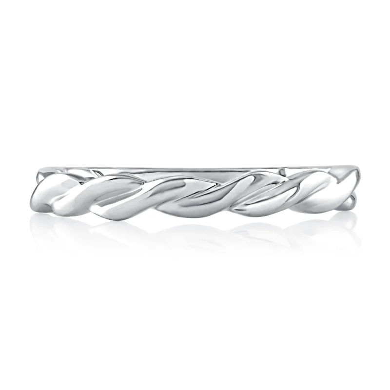 A.Jaffe Twisted Vine Solitaire Quilted Wedding Band MRCRD2398Q/PL