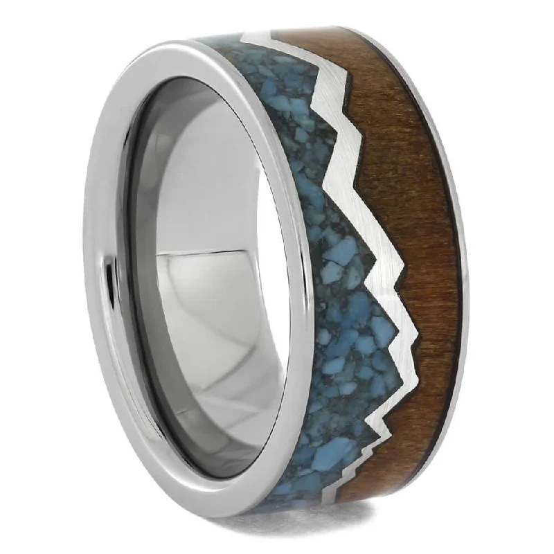 Mountain Range Ring with Redwood and Turquoise