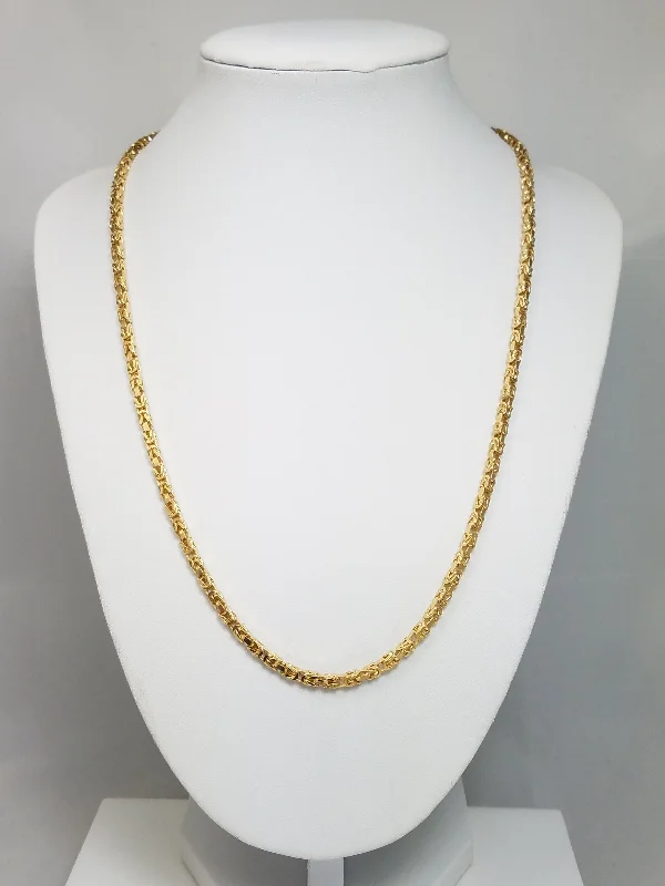 Deluxe 20" Solid 14k Yellow Gold Byzantine Link Italian Chain