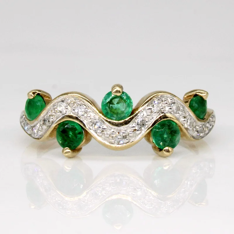 9k Hallmarked Emerald and Diamond Ring | 0.37ctw | SZ 6.5