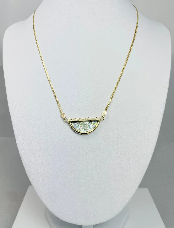 16" Cool Artisan Glass 14k Yellow Gold Necklace