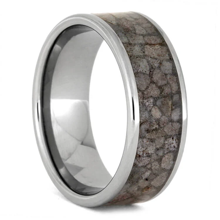 Titanium Wedding Band with Crushed Deer Antler