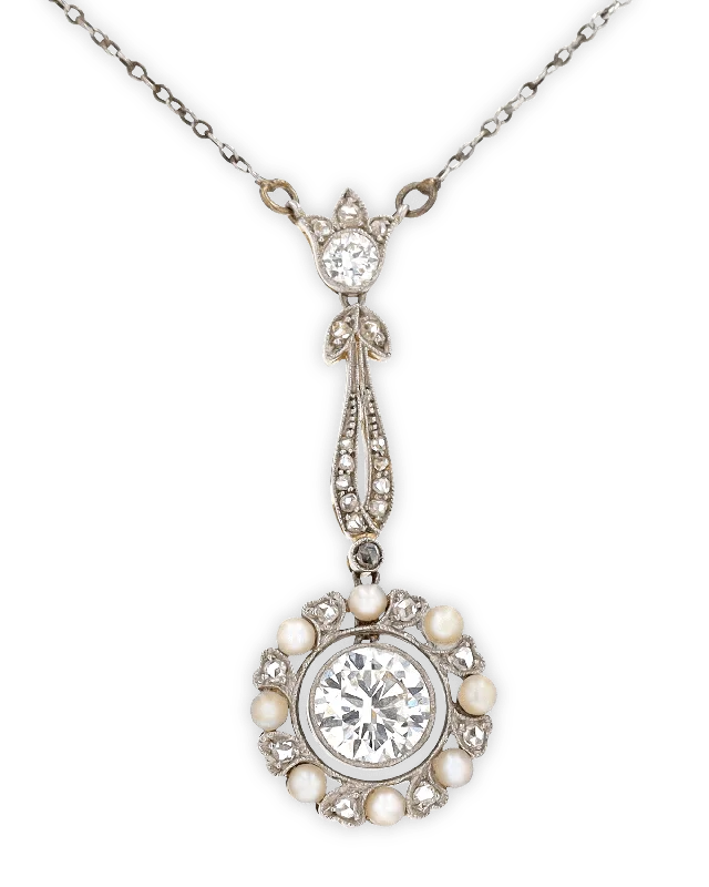 Edwardian Pearl and Diamond Necklace, 1.00 carat