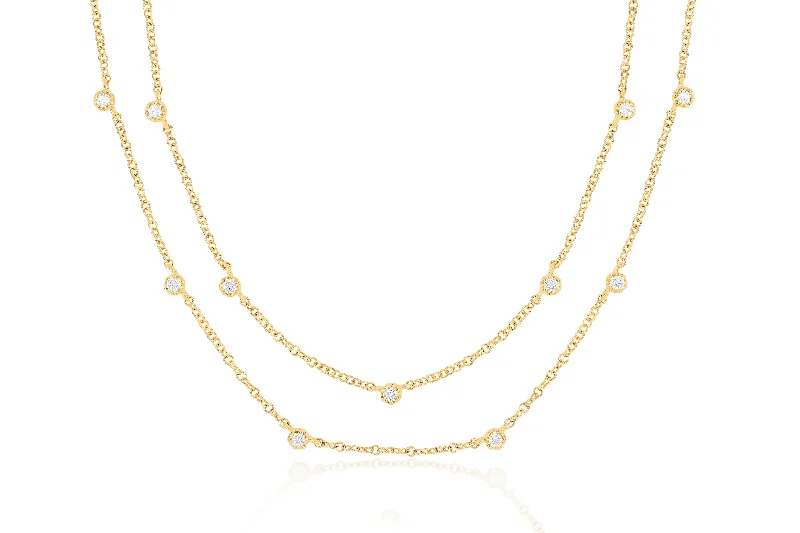 Diamond Crown Double Strand Necklace