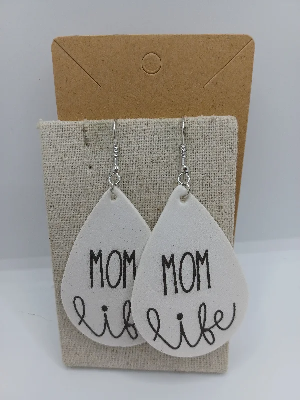 Mom Life Leather Style Earrings