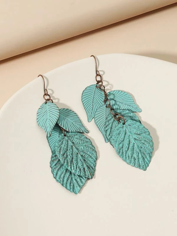 Leaf Style Layered Earrings