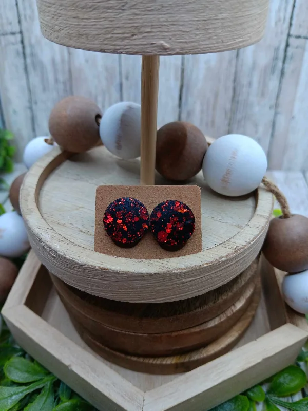 Red & Black Glitter Earrings