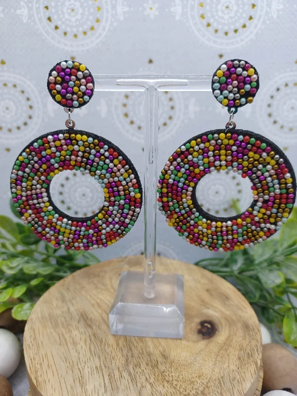 Multicolored Sea Bead Circle Shaped Earrings