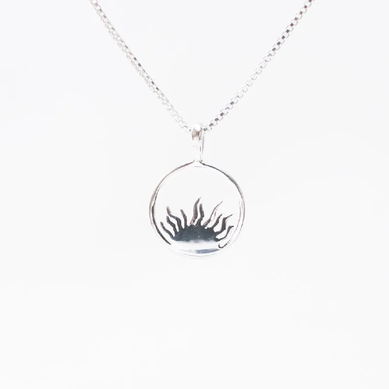 Silver Sunrise Circle Necklace