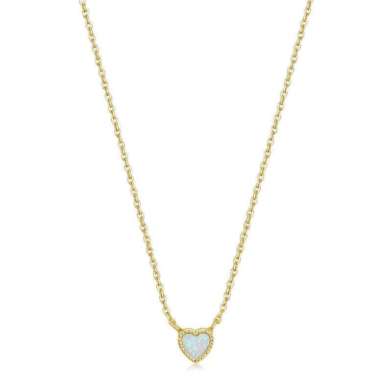 Gold Plated Micro Opal Heart Necklace