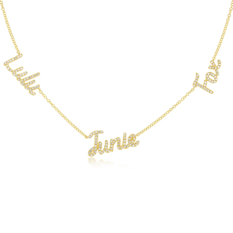 Triple Diamond Script Name Necklace