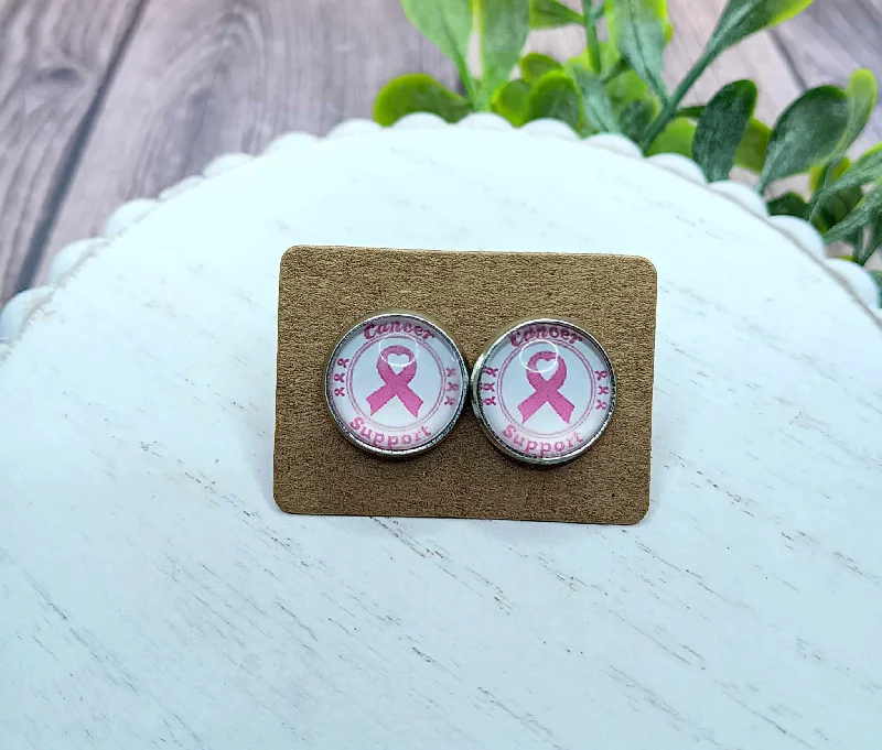 Cancer Support Pink Ribbon Earrings