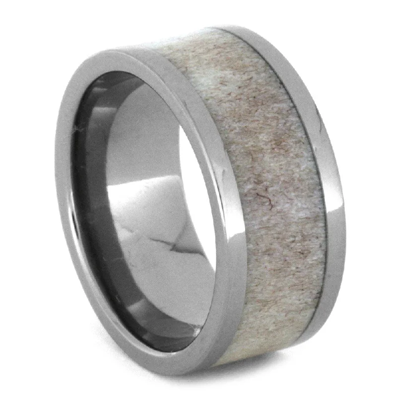 Deer Antler Wedding Band in Titanium