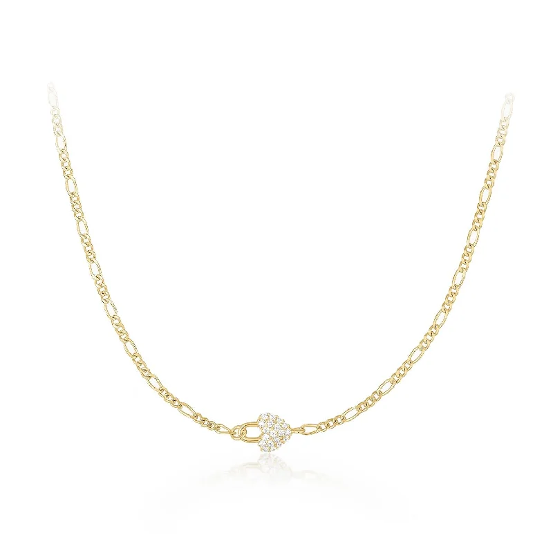 Micro CZ Horizontal Heart Pendant Necklace