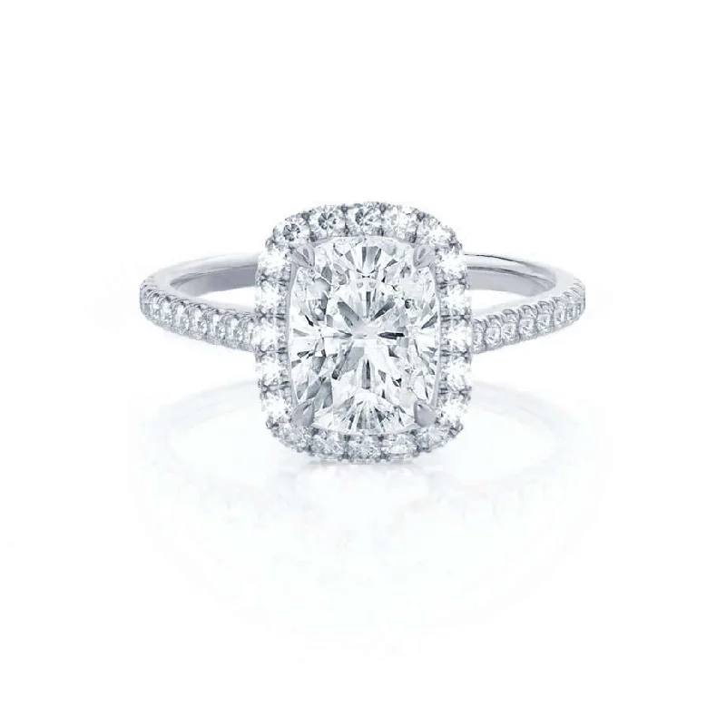 2.30 CT Elongated Cushion Shaped Moissanite Halo Engagement Ring