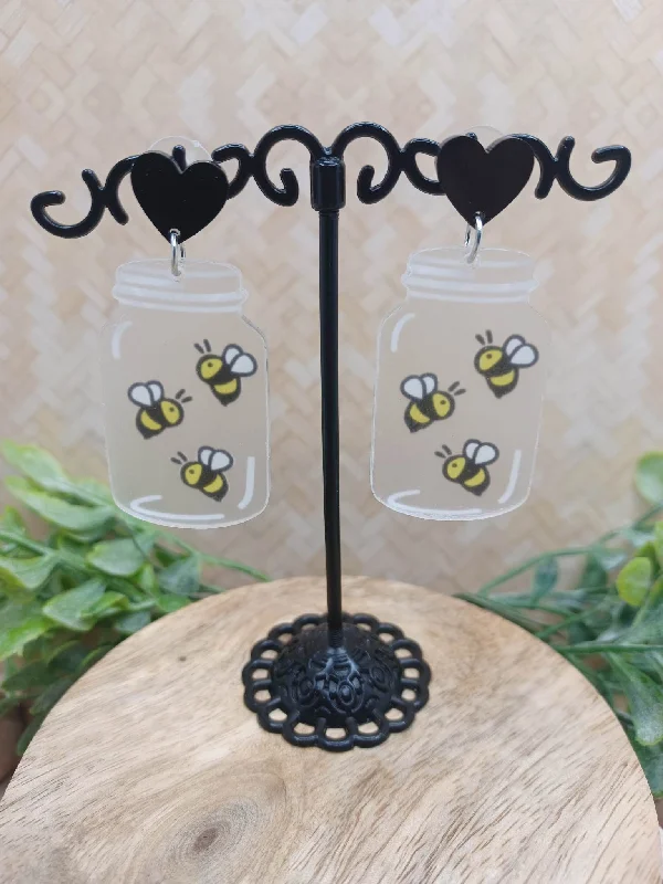 Mason Jar w/ Bees Earrings