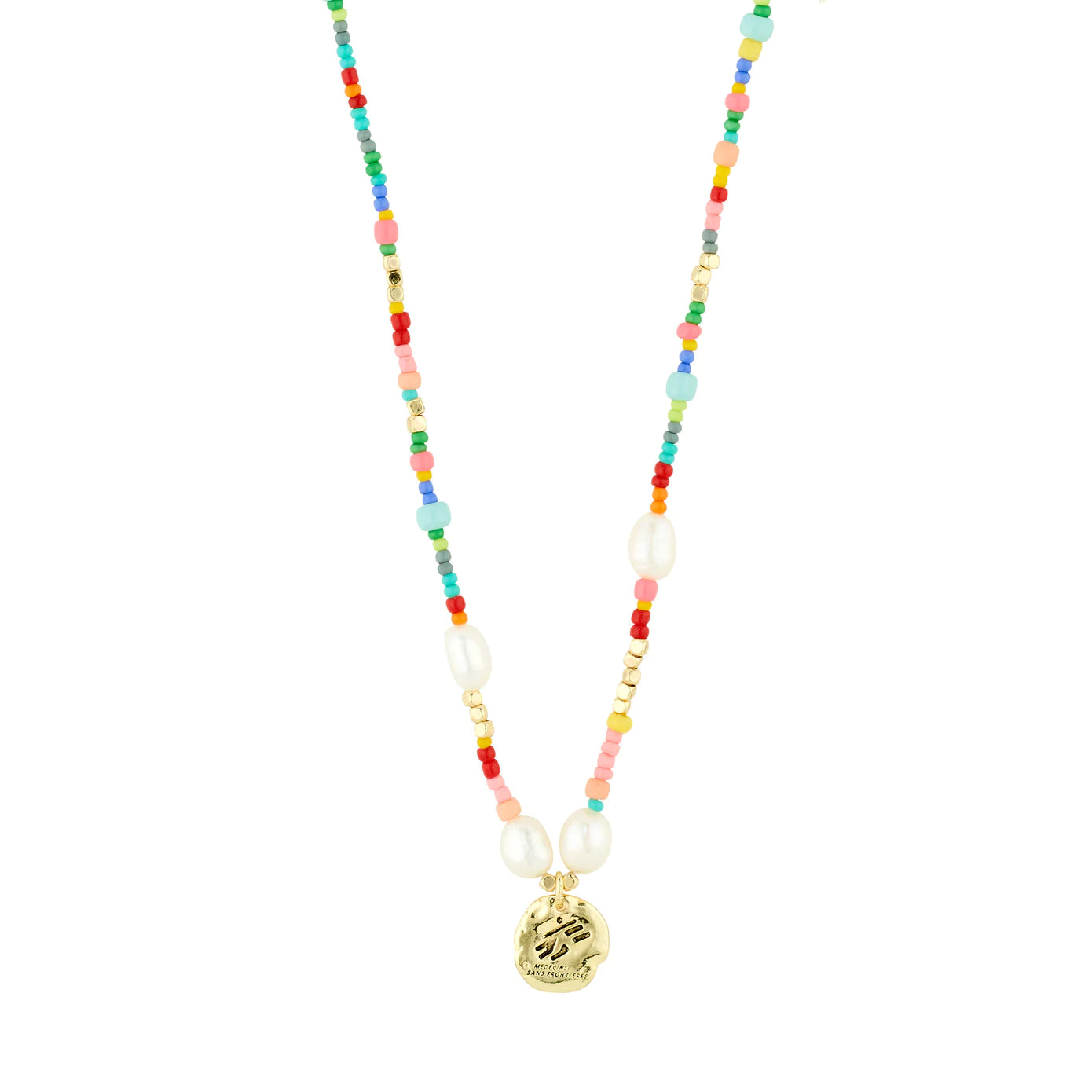 MSF Multi Coloured Gold Plated Necklace