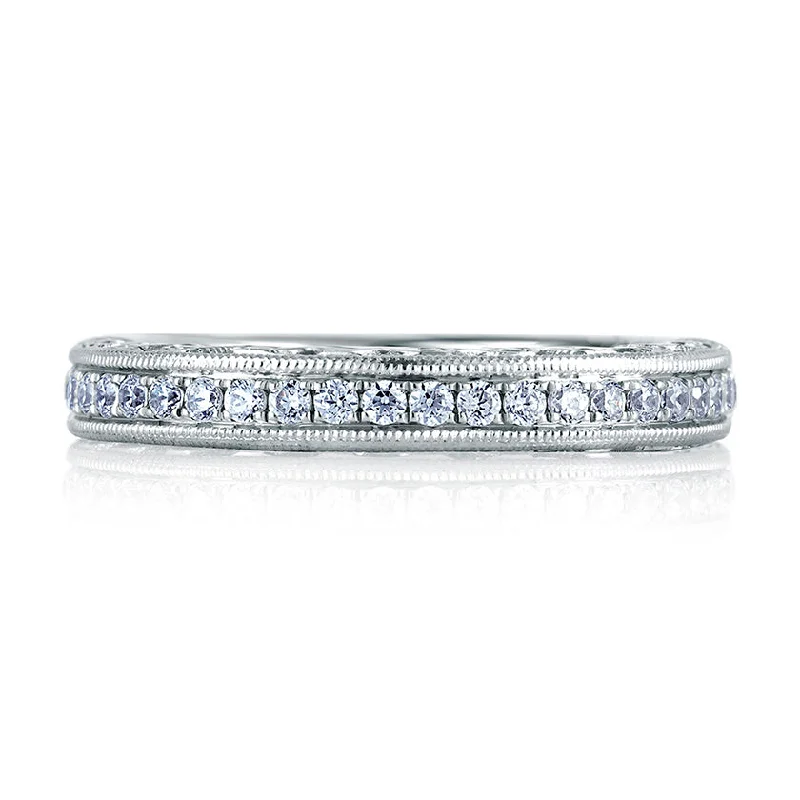 A.Jaffe Signature Royal Milgrain with Scroll Motif Profile Diamond Wedding Band MRS453/45