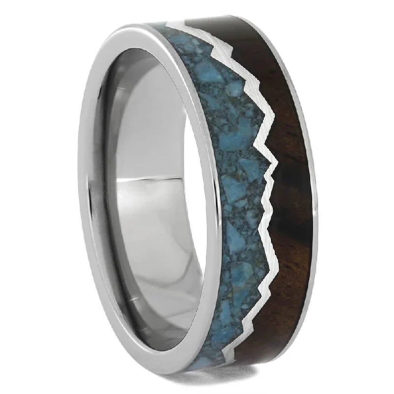 Ebony Wood & Turquoise Mountain Wedding Band