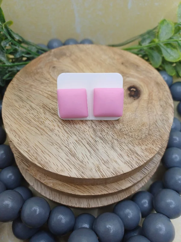 Pink Square Earrings