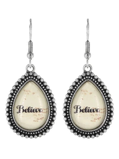 "Believe" Glass Bubble Earrings