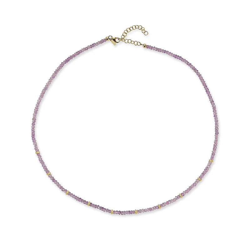 Birthstone Bead Necklace In Amethyst