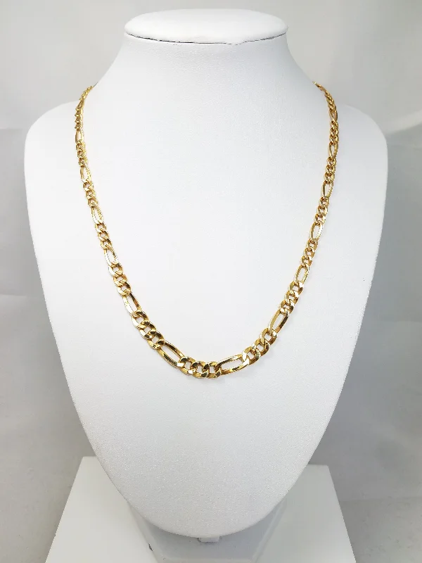 18" 14k Hollow Graduated Figaro Gold Chain Necklace Italy