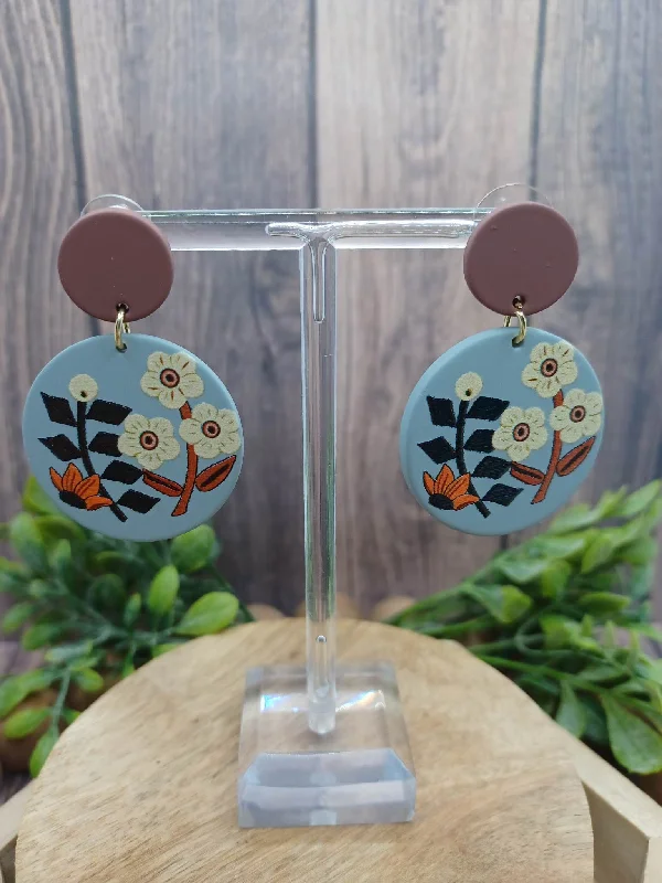 Purple & Blue Floral Earrings