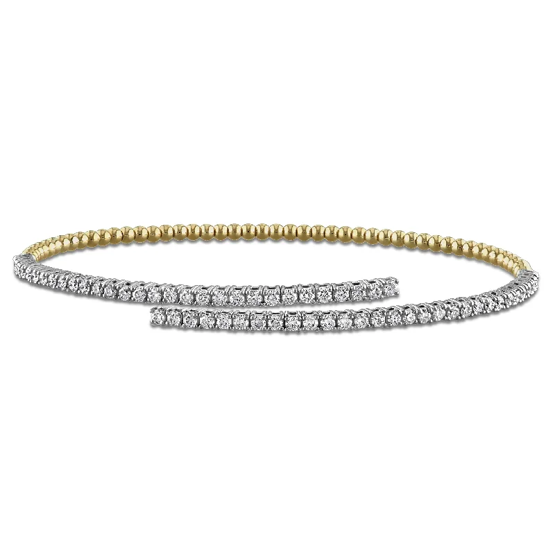 Miadora 1ct TW Diamond Bangle in 14k Two-Tone Yellow and White Gold