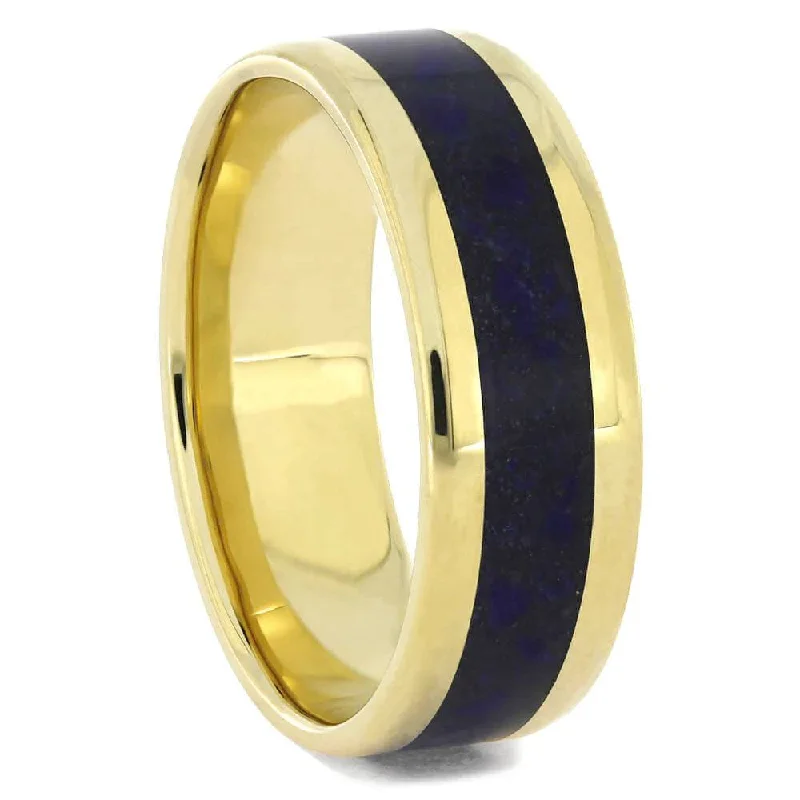 Men's Lapis Lazuli & Gold Wedding Band