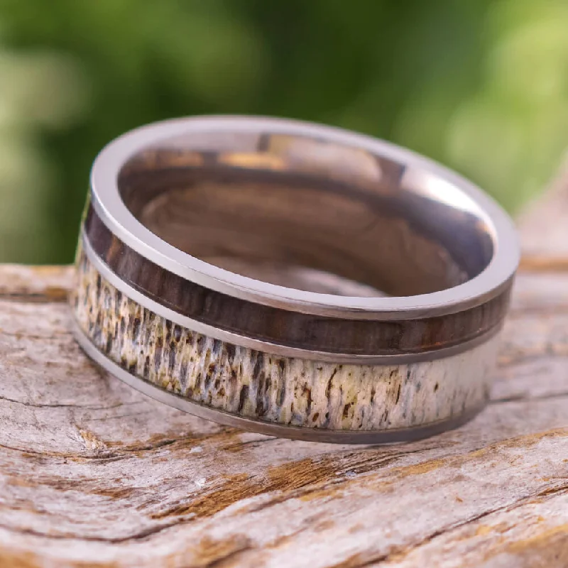 Deer Antler & Ironwood Men's Wedding Band