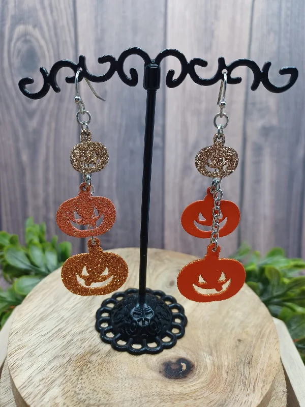 Orange Glitter Style Drop Earrings