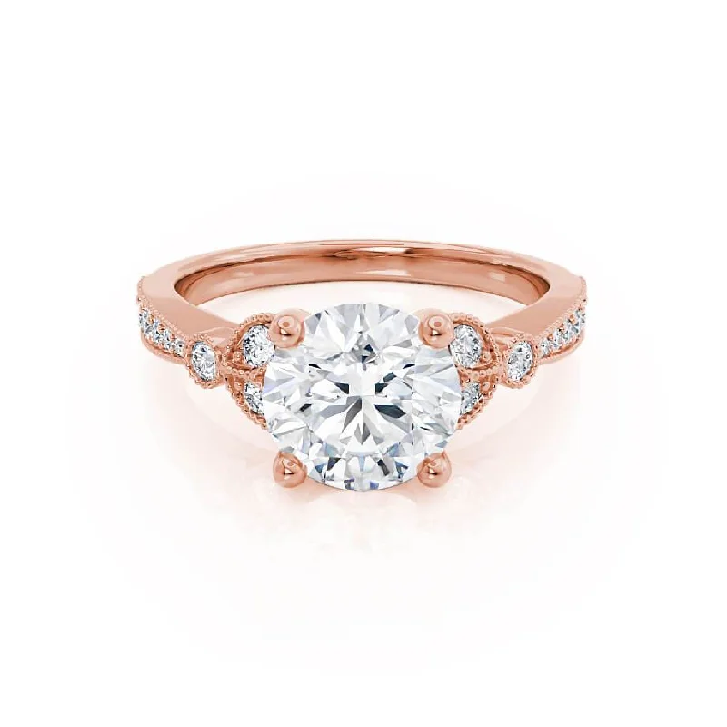 1.50 CT Round Shaped Moissanite Cluster Style Engagement Ring