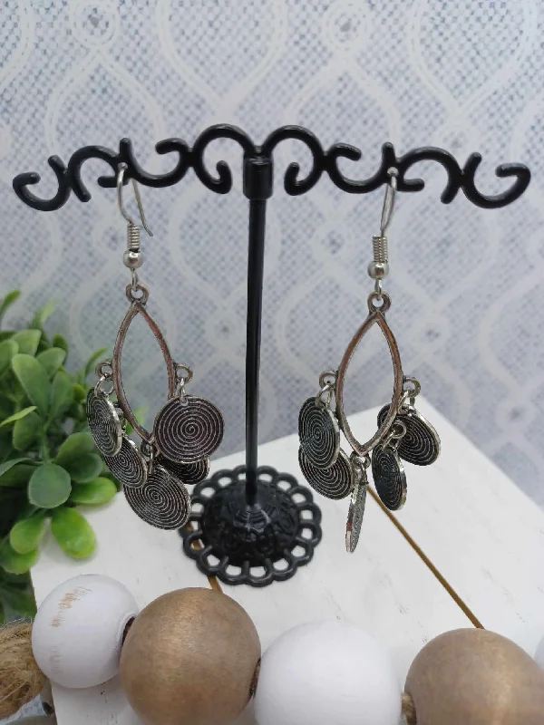 Antiqued Silver Disc Earrings