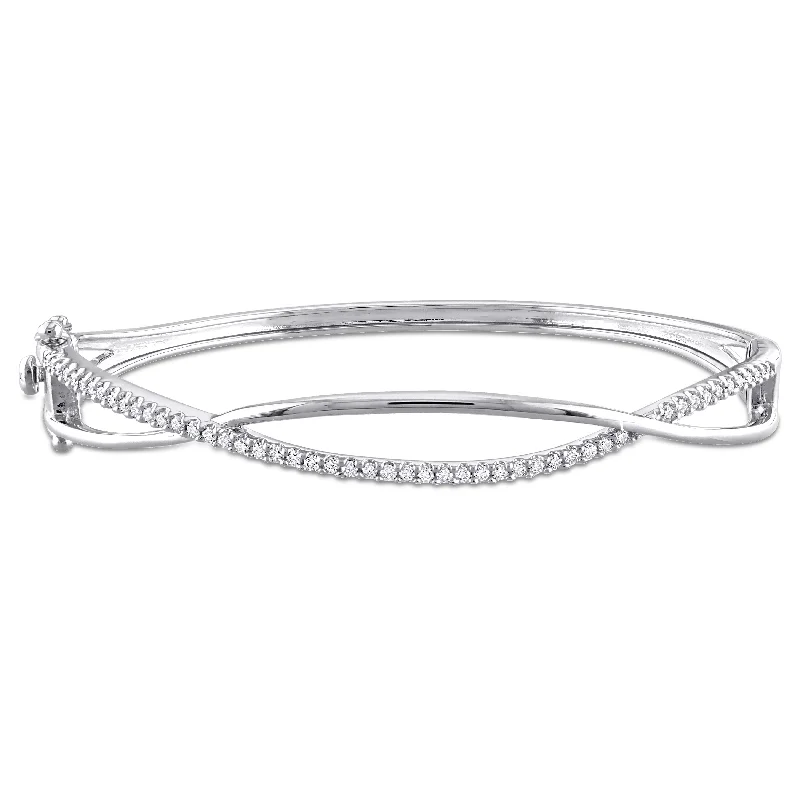 Miadora 1/2ct DEW Created Moissanite Criss-Cross Bangle in Sterling Silver