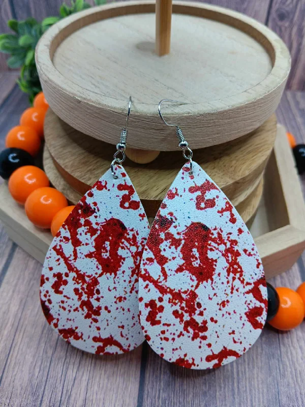 Blood Splatter Leather Style Earrings